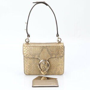 Gucci python leather handbag tote gold M